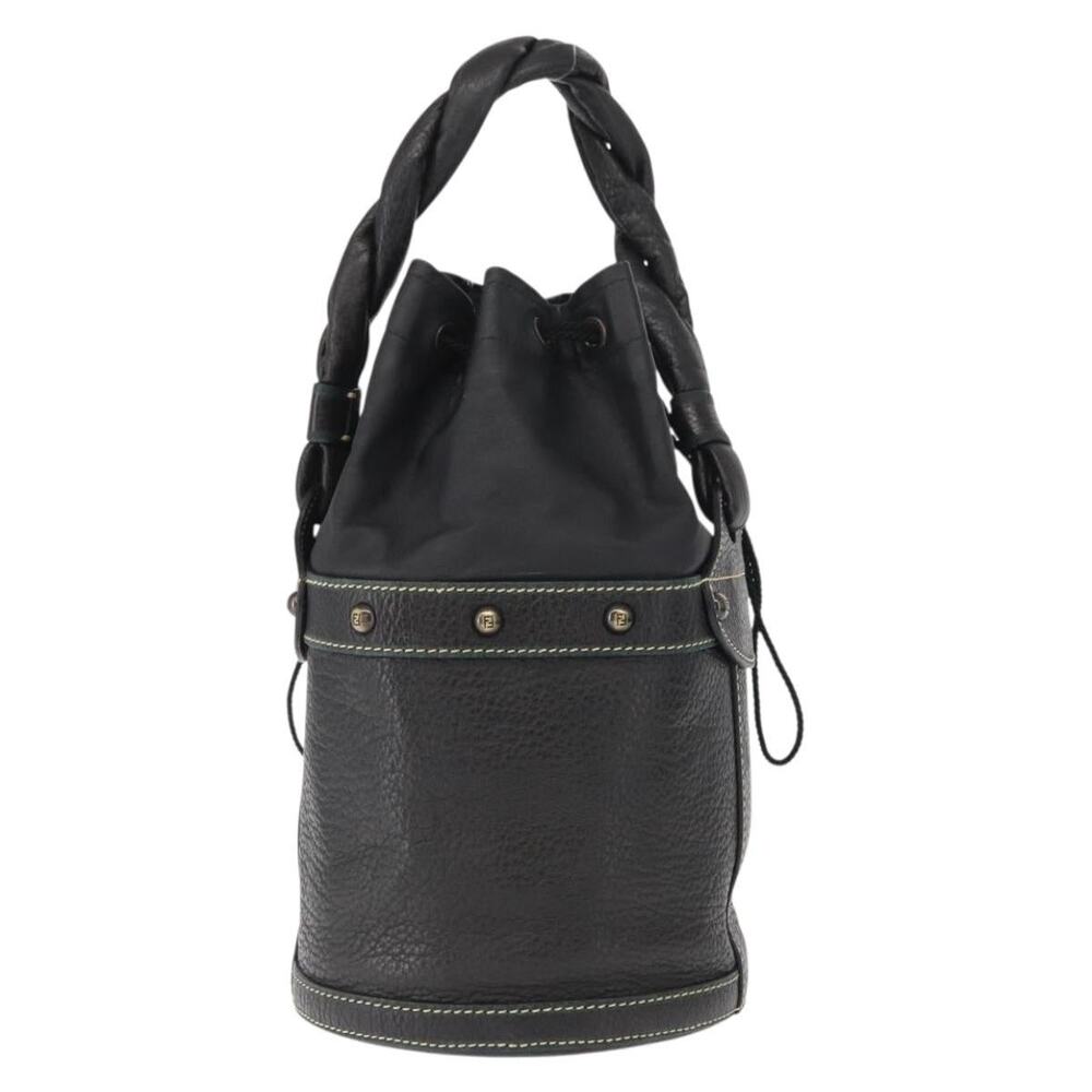 Fendi Leather Selleria Handbag Black